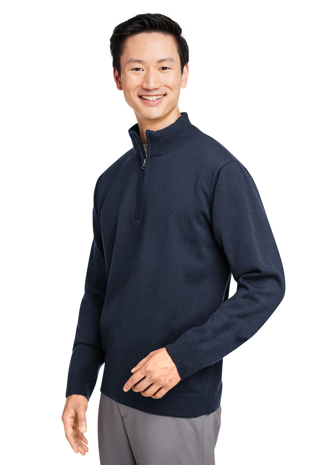 Harriton M421 Mens Pilbloc Pill Resistant 1/4 Zip Sweatshirt Dark Navy Blue Model 3q