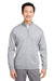 Harriton M421 Mens Pilbloc Pill Resistant 1/4 Zip Sweatshirt Heather Grey Model Front