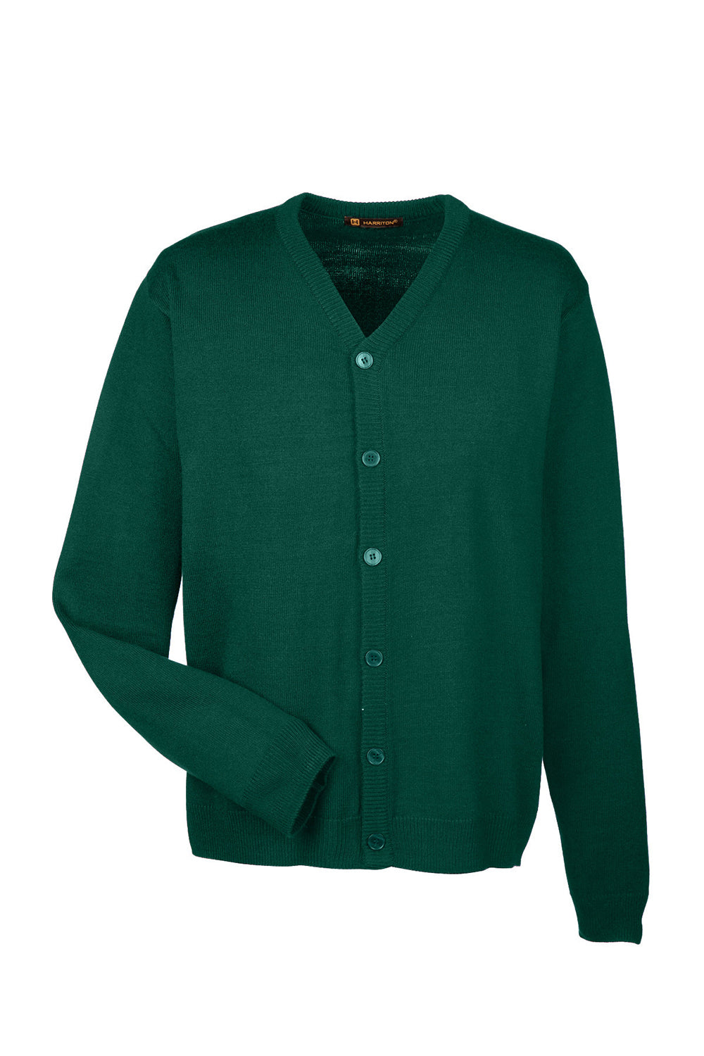 Harriton M425 Mens Pilbloc Pill Resistant Button Down Long Sleeve Cardigan Sweater Hunter Green Flat Front