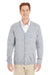 Harriton M425 Mens Pilbloc Pill Resistant Button Down Long Sleeve Cardigan Sweater Heather Grey Model Front