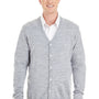 Harriton Mens Pilbloc Pill Resistant Button Down Long Sleeve Cardigan Sweater - Heather Grey