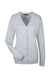 Harriton M425W Womens Pilbloc Pill Resistant Button Down Lone Sleeve Cardigan Sweater Heather Grey Flat Front