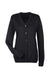 Harriton M425W Womens Pilbloc Pill Resistant Button Down Lone Sleeve Cardigan Sweater Black Flat Front