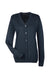 Harriton M425W Womens Pilbloc Pill Resistant Button Down Lone Sleeve Cardigan Sweater Dark Navy Blue Flat Front