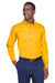 Harriton M500/M500T Mens Wrinkle Resistant Long Sleeve Button Down Shirt w/ Pocket Sunray Yellow Model Front