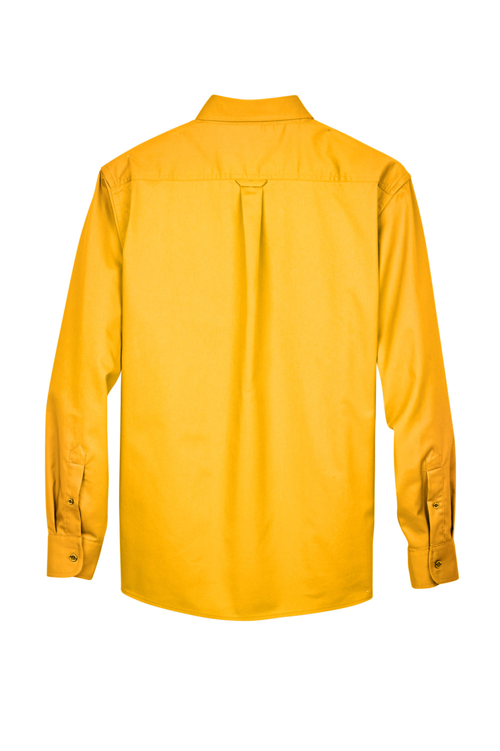 Harriton M500/M500T Mens Wrinkle Resistant Long Sleeve Button Down Shirt w/ Pocket Sunray Yellow Flat Back