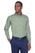 Harriton M500/M500T Mens Wrinkle Resistant Long Sleeve Button Down Shirt w/ Pocket Dill Green Model Front