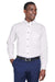 Harriton M500/M500T Mens Wrinkle Resistant Long Sleeve Button Down Shirt w/ Pocket White Model Front