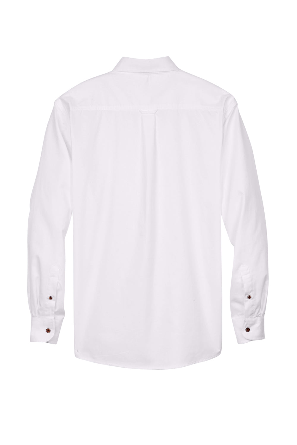 Harriton M500/M500T Mens Wrinkle Resistant Long Sleeve Button Down Shirt w/ Pocket White Flat Back