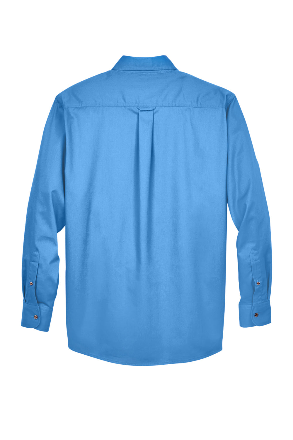 Harriton M500/M500T Mens Wrinkle Resistant Long Sleeve Button Down Shirt w/ Pocket Nautical Blue Flat Back