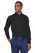 Harriton M500/M500T Mens Wrinkle Resistant Long Sleeve Button Down Shirt w/ Pocket Black Model Front