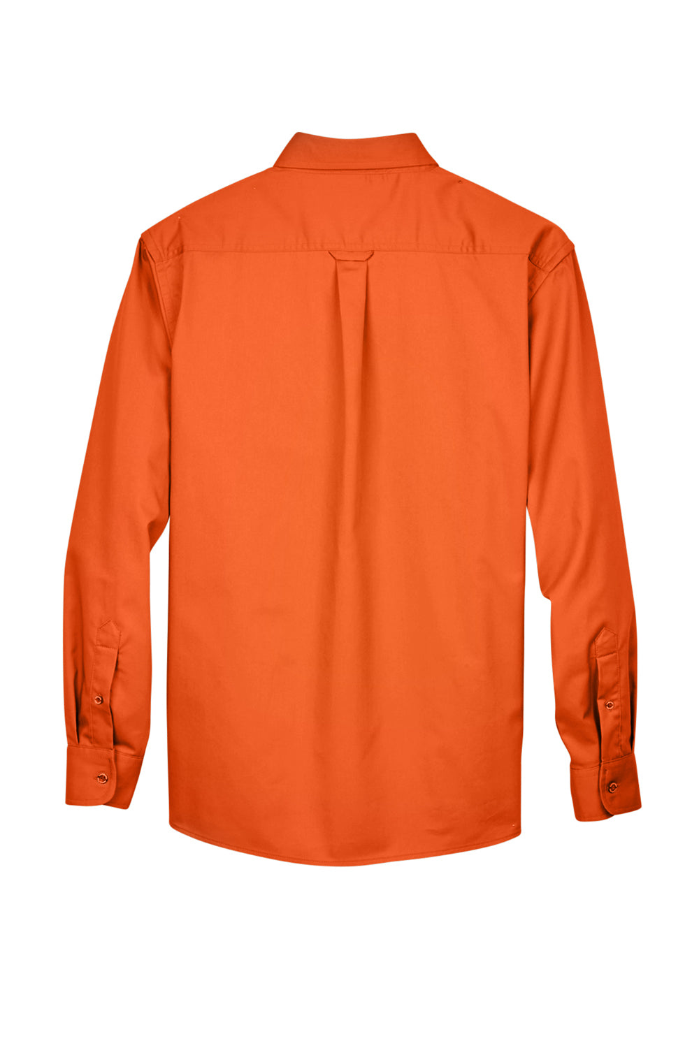 Harriton M500/M500T Mens Wrinkle Resistant Long Sleeve Button Down Shirt w/ Pocket Team Orange Flat Back