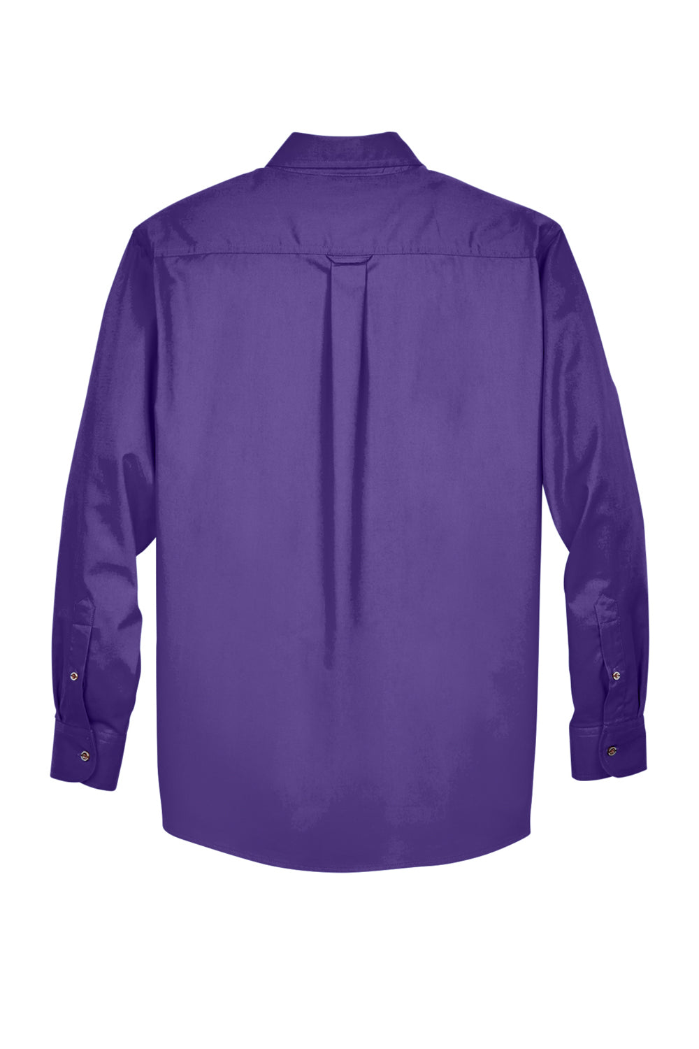 Harriton M500/M500T Mens Wrinkle Resistant Long Sleeve Button Down Shirt w/ Pocket Team Purple Flat Back