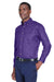 Harriton M500/M500T Mens Wrinkle Resistant Long Sleeve Button Down Shirt w/ Pocket Team Purple Model 3q