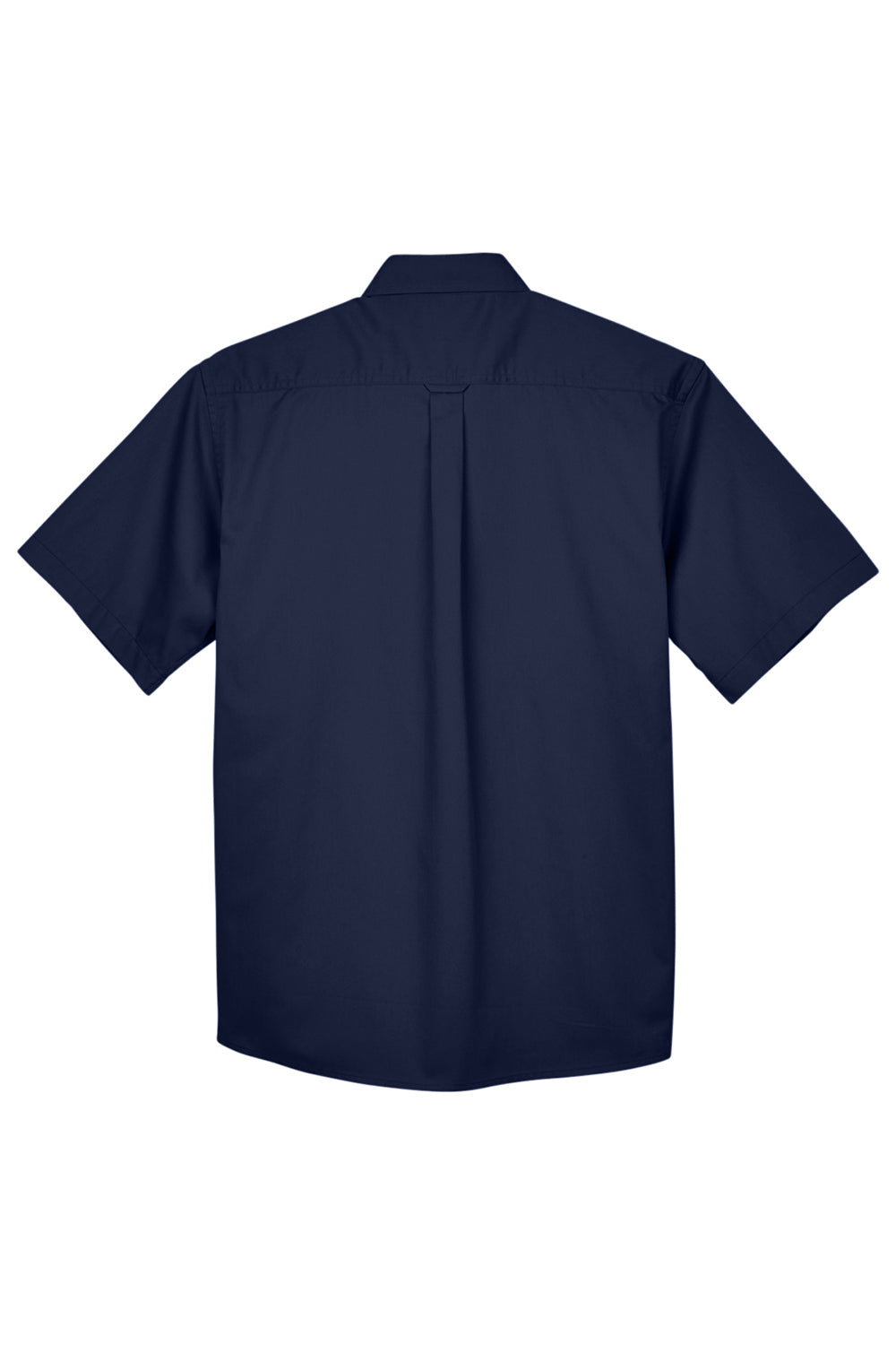 Harriton M500S Mens Wrinkle Resistant Short Sleeve Button Down Shirt w/ Pocket Navy Blue Flat Back