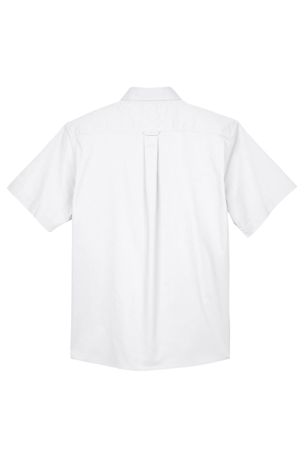 Harriton M500S Mens Wrinkle Resistant Short Sleeve Button Down Shirt w/ Pocket White Flat Back