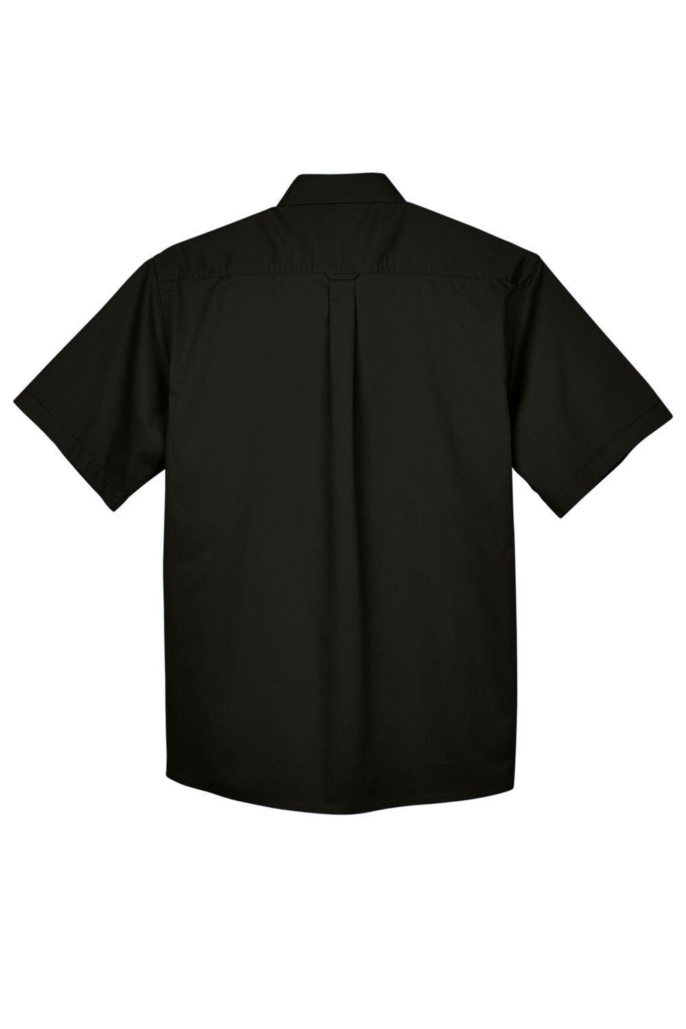 Harriton M500S Mens Wrinkle Resistant Short Sleeve Button Down Shirt w/ Pocket Black Flat Back