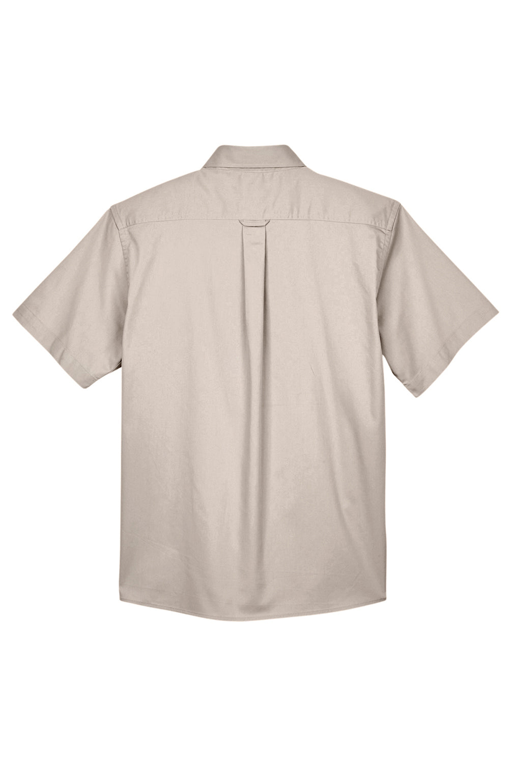 Harriton M500S Mens Wrinkle Resistant Short Sleeve Button Down Shirt w/ Pocket Stone Flat Back