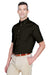 Harriton M500S Mens Wrinkle Resistant Short Sleeve Button Down Shirt w/ Pocket Black Model 3q