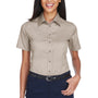 Harriton Womens Wrinkle Resistant Short Sleeve Button Down Shirt - Stone