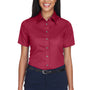 Harriton Womens Wrinkle Resistant Short Sleeve Button Down Shirt - Wine