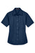 Harriton M500SW Womens Wrinkle Resistant Short Sleeve Button Down Shirt Navy Blue Flat Front