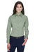 Harriton M500W Womens Wrinkle Resistant Long Sleeve Button Down Shirt Dill Green Model Front