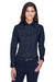 Harriton M500W Womens Wrinkle Resistant Long Sleeve Button Down Shirt Navy Blue Model Front