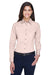 Harriton M500W Womens Wrinkle Resistant Long Sleeve Button Down Shirt Blush Pink Model Front