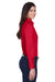 Harriton M500W Womens Wrinkle Resistant Long Sleeve Button Down Shirt Red Model Side