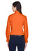 Harriton M500W Womens Wrinkle Resistant Long Sleeve Button Down Shirt Team Orange Model Back