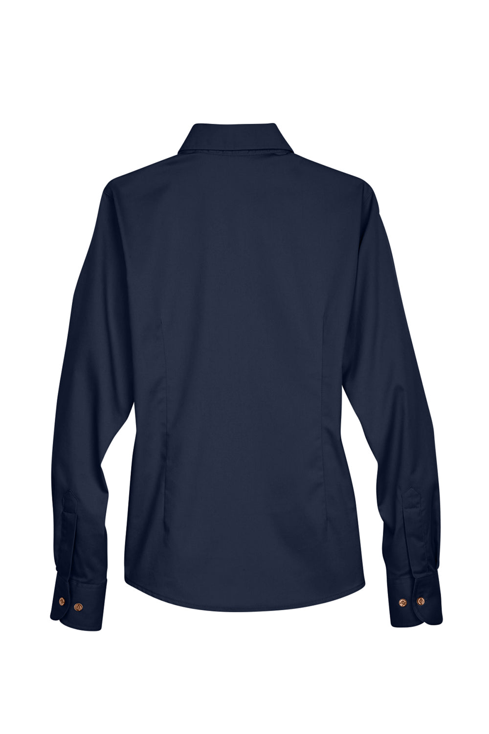 Harriton M500W Womens Wrinkle Resistant Long Sleeve Button Down Shirt Navy Blue Flat Back