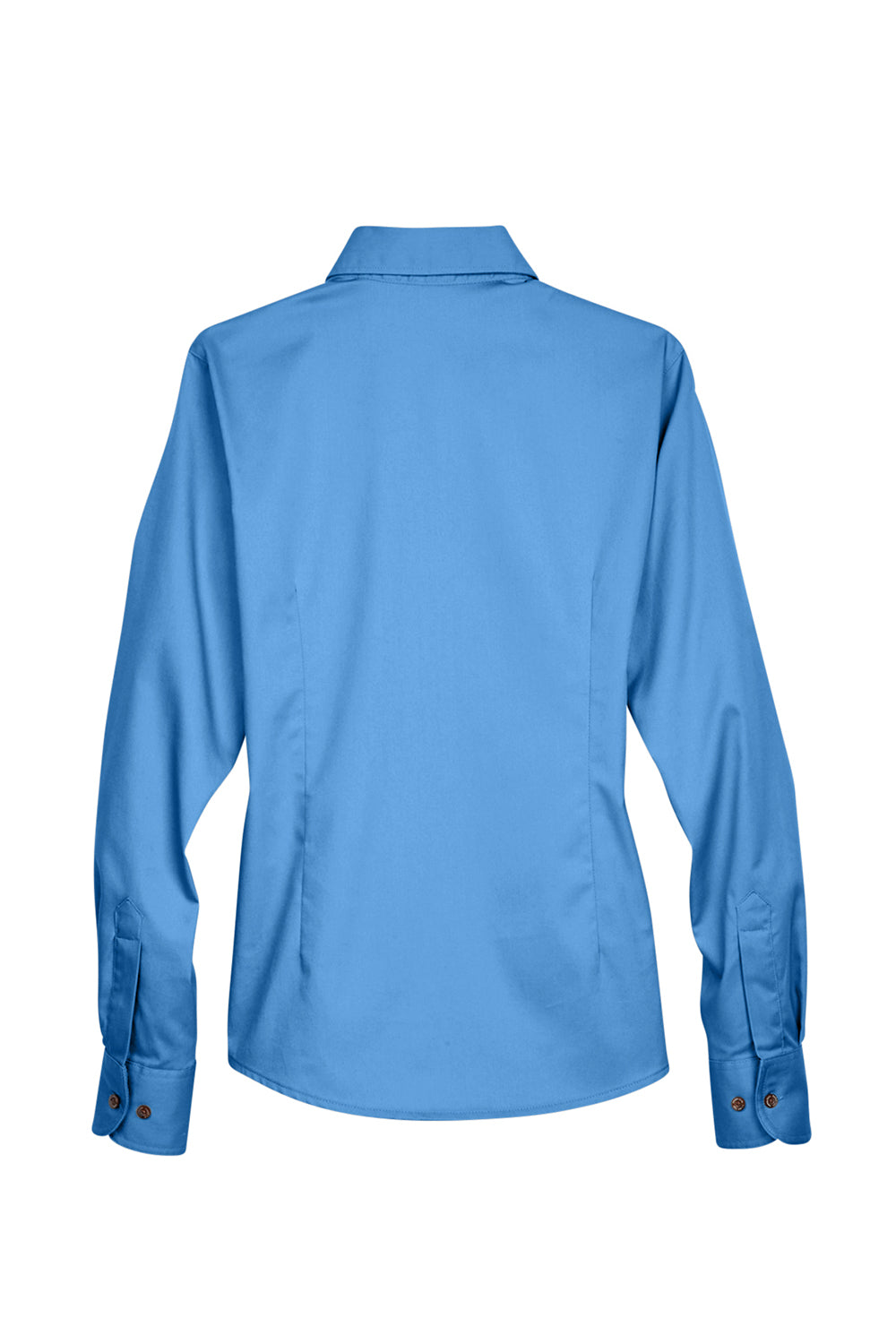 Harriton M500W Womens Wrinkle Resistant Long Sleeve Button Down Shirt Nautical Blue Flat Back