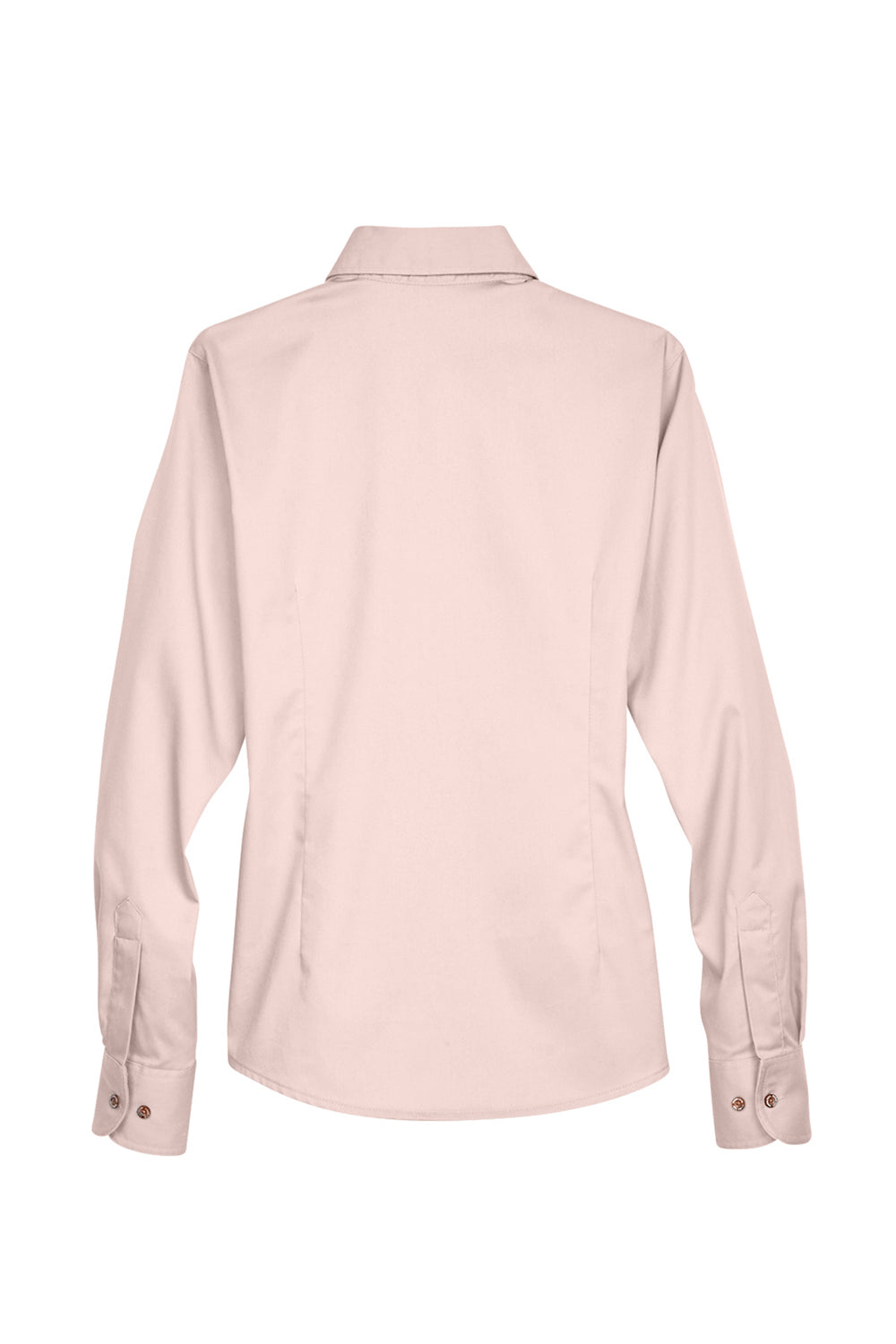 Harriton M500W Womens Wrinkle Resistant Long Sleeve Button Down Shirt Blush Pink Flat Back