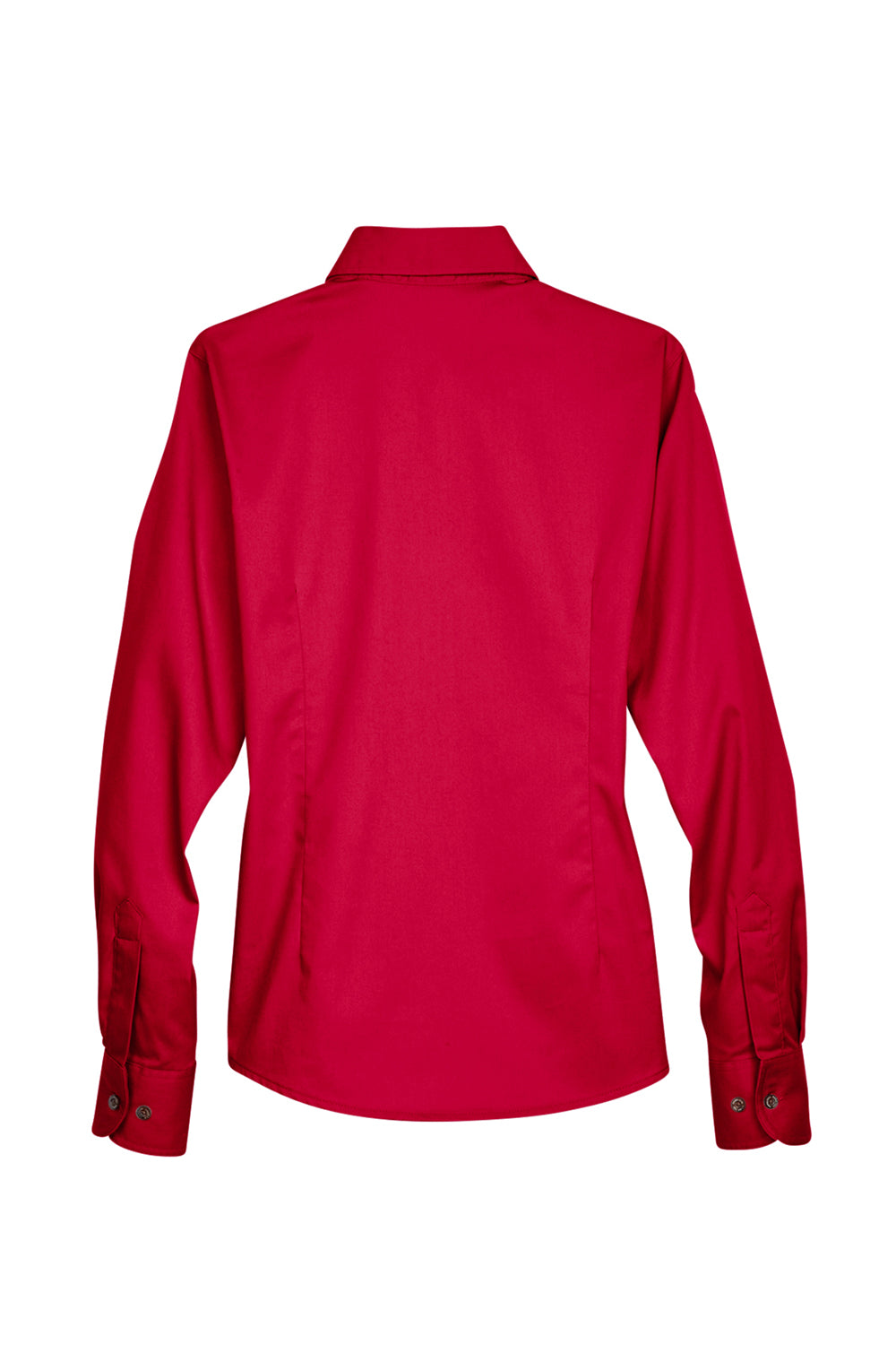 Harriton M500W Womens Wrinkle Resistant Long Sleeve Button Down Shirt Red Flat Back