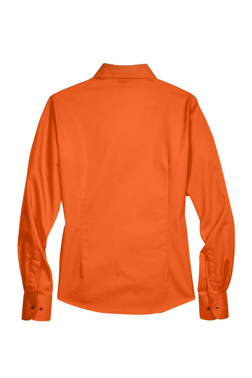 Harriton M500W Womens Wrinkle Resistant Long Sleeve Button Down Shirt Team Orange Flat Back