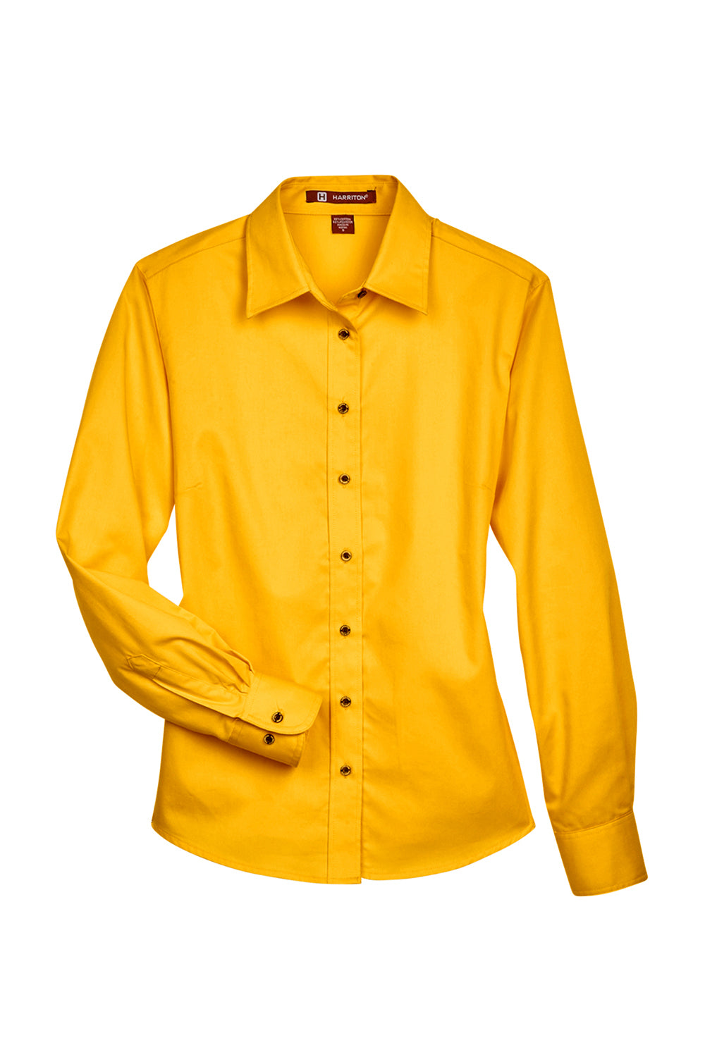 Harriton M500W Womens Wrinkle Resistant Long Sleeve Button Down Shirt Sunray Yellow Flat Front