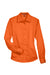 Harriton M500W Womens Wrinkle Resistant Long Sleeve Button Down Shirt Team Orange Flat Front