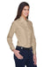 Harriton M500W Womens Wrinkle Resistant Long Sleeve Button Down Shirt Stone Model 3q