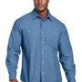 Harriton Mens Button Down Denim Shirt Jacket - Light Denim Blue