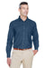 Harriton M550/M550T Mens Denim Long Sleeve Button Down Shirt w/ Pocket Dark Denim Model Front