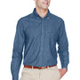 Harriton Mens Denim Long Sleeve Button Down Shirt w/ Pocket - Light Denim