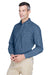 Harriton M550/M550T Mens Denim Long Sleeve Button Down Shirt w/ Pocket Light Denim Model 3q