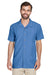 Harriton M560 Mens Barbados Wrinkle Resistant Short Sleeve Button Down Camp Shirt w/ Pocket Pool Blue Model Front