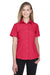 Harriton M560W Womens Barbados Wrinkle Resistant Short Sleeve Button Down Camp Shirt Parrot Red Model Front