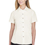 Harriton Womens Barbados Wrinkle Resistant Short Sleeve Button Down Camp Shirt - Cream