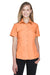 Harriton M560W Womens Barbados Wrinkle Resistant Short Sleeve Button Down Camp Shirt Nectarine Orange Model Front