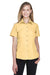 Harriton M560W Womens Barbados Wrinkle Resistant Short Sleeve Button Down Camp Shirt Pineapple Yellow Model Front