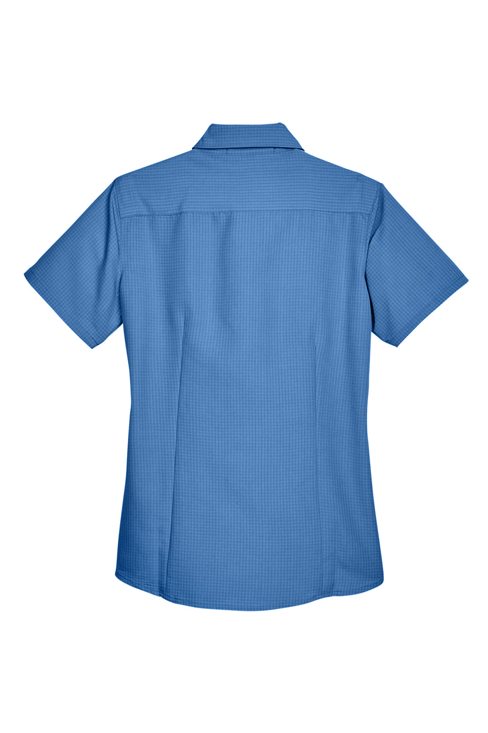 Harriton M560W Womens Barbados Wrinkle Resistant Short Sleeve Button Down Camp Shirt Pool Blue Flat Back