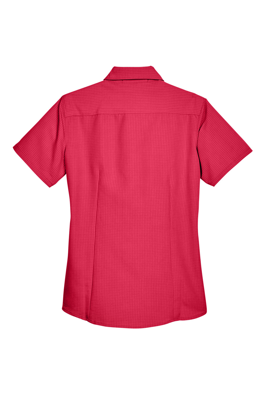 Harriton M560W Womens Barbados Wrinkle Resistant Short Sleeve Button Down Camp Shirt Parrot Red Flat Back